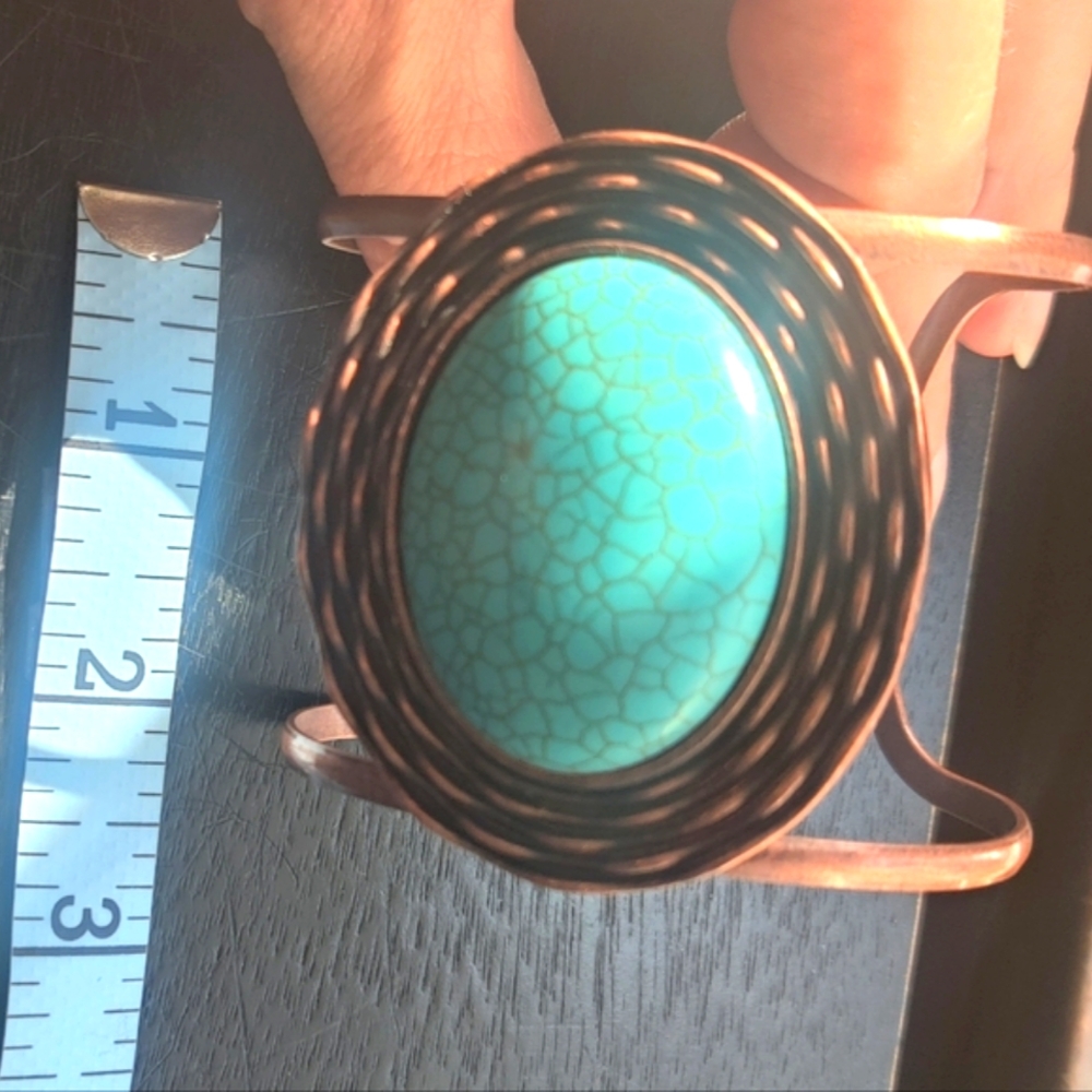 ⭐ 3 For $21⭐Turquoise Stone Cuff Bracelet - Picture 3 of 4
